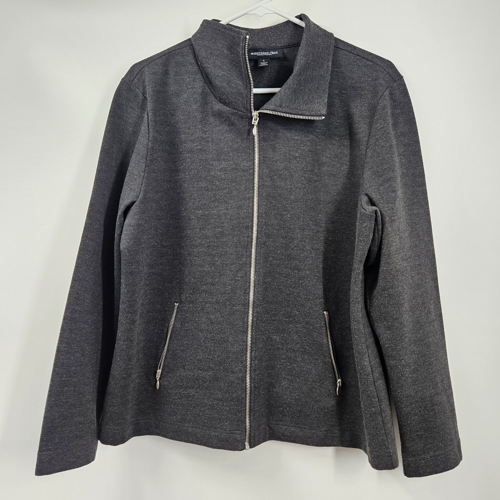 Monterey‎ Bay Womens Large Jacket. Grey Fullzip Long Sleeve